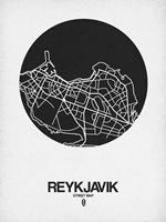Reykjavik Street Map Black on White Fine Art Print