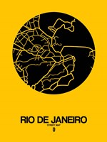 Rio de Janeiro Street Map Yellow Fine Art Print
