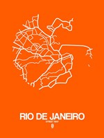 Rio de Janeiro Street Map Orange Fine Art Print