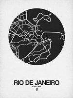 Rio de Janeiro Street Map Black on White Fine Art Print