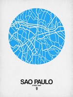 Sao Paulo Street Map Blue Fine Art Print