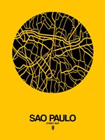 Sao Paulo Street Map Yellow Fine Art Print