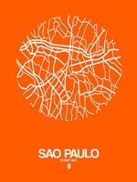 Sao Paulo Street Map Orange Fine Art Print