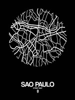 Sao Paulo Street Map Black Fine Art Print