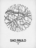 Sao Paulo Street Map White Fine Art Print