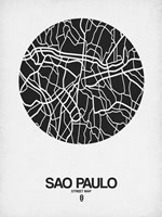 Sao Paulo Street Map Black on White Fine Art Print