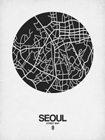 Seoul Street Map Black on White Fine Art Print