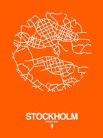 Stockholm Street Map Orange Fine Art Print
