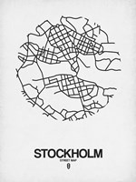 Stockholm Street Map White Fine Art Print