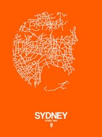Sydney Street Map Orange Fine Art Print