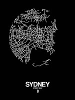 Sydney Street Map Black Fine Art Print