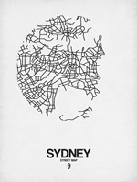 Sydney Street Map White Fine Art Print