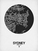 Sydney Street Map Black on White Fine Art Print