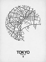 Tokyo Street Map White Fine Art Print