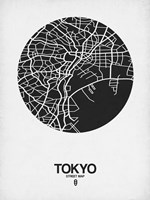 Tokyo Street Map Black on White Fine Art Print