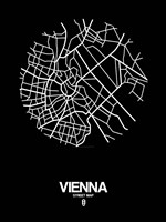 Vienna Street Map Black Fine Art Print