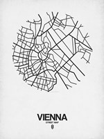 Vienna Street Map White Fine Art Print