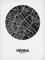 Vienna Street Map Black on White Fine Art Print