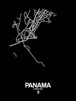 Panama Street Map Black Fine Art Print