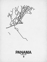 Panama Street Map White Fine Art Print