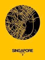 Singapore Street Map Yellow Fine Art Print