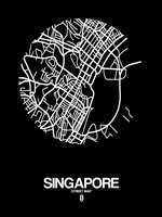 Singapore Street Map Black Fine Art Print