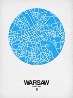 Warsaw Street Map Blue Fine Art Print
