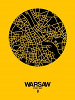 Warsaw Street Map Yellow Fine Art Print