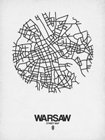 Warsaw Street Map White Fine Art Print