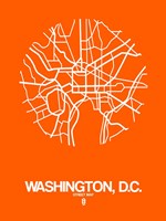 Washington DC  Street Map Orange Fine Art Print