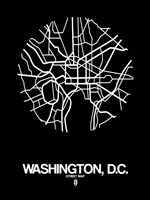 Washington DC  Street Map Black Fine Art Print