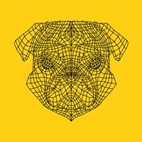Pug Head Yellow Mesh Fine Art Print