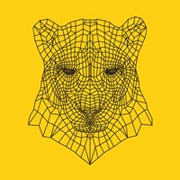 Panther Head Yellow Mesh Fine Art Print