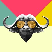 Party Buffalo in Glasses Fine Art Print