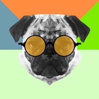 Party Pug in Yellow Glasses Fine Art Print