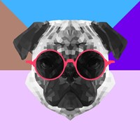 Party Pug in Pink Glasses Fine Art Print
