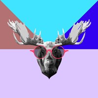 Party Moose in Glasses Fine Art Print