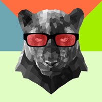 Party Panther in Red Glasses Fine Art Print