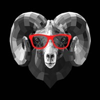 Ram in Red Glasses Fine Art Print