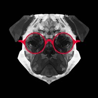 Pug in Red Glasses Fine Art Print