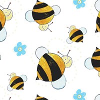 Bees and Blue Flowers Fine Art Print