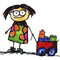 Girl Pulling Cart Fine Art Print