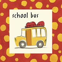 School Bus with Border Framed Print