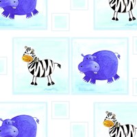 Zebras and Hippos Fine Art Print