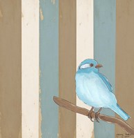 Teal Bird With Stripes Framed Print