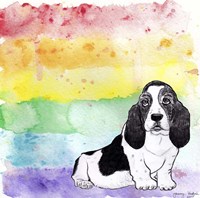 Rainbow Basset Hound Fine Art Print
