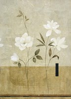 White Flowers on Taupe 1 Fine Art Print