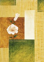 White Flower on Green and Yellow 1 Fine Art Print