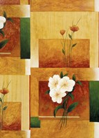 White Flower on Green and Yellow 2 Fine Art Print