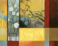 Blue On Yellow & White On Blue With Burgundy Strip Fine Art Print